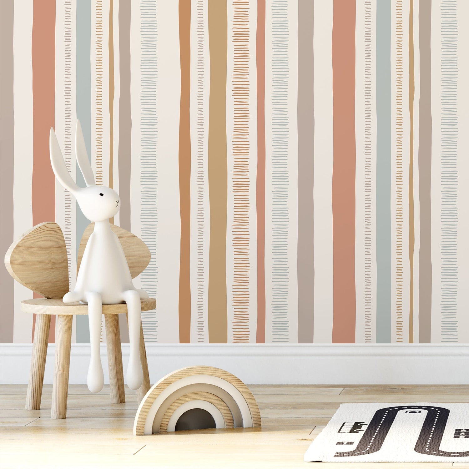 Pastel Striped Wallpaper Abstract Wallpaper Peel and Stick and Traditional Wallpaper - D834 - WallTrend