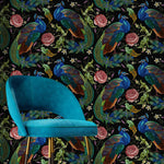 Peacock Wallpaper Dark Floral Wallpaper Peel and Stick and Traditional Wallpaper - D882 - WallTrend
