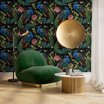 Peacock Wallpaper Dark Floral Wallpaper Peel and Stick and Traditional Wallpaper - D882 - WallTrend