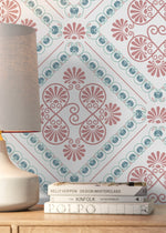 Pink and Blue Retro Tile Wallpaper / Peel and Stick Wallpaper Removable Wallpaper Home Decor Wall Art Wall Decor Room Decor - D135 - WallTrend