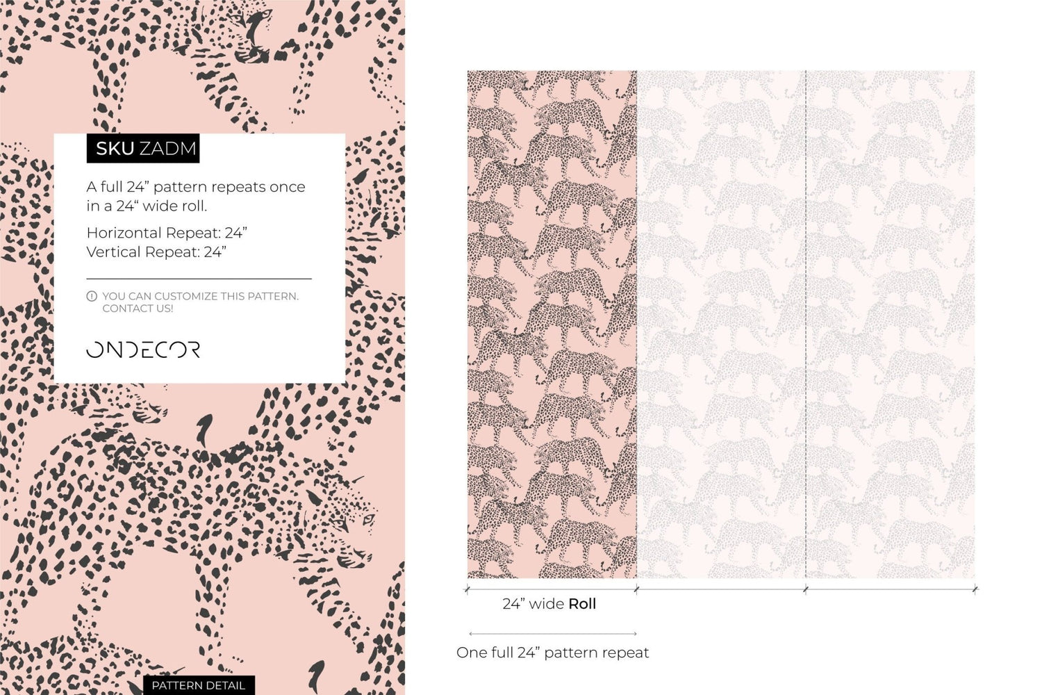 Pink Boho Cheetah Wallpaper Removable and Repositionable Peel and Stick or Traditional Pre - pasted Wallpaper - ZADM - WallTrend