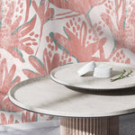 Pink Floral Hand Painted Wallpaper / Peel and Stick Wallpaper Removable Wallpaper Home Decor Wall Art Wall Decor Room Decor - C902 - WallTrend