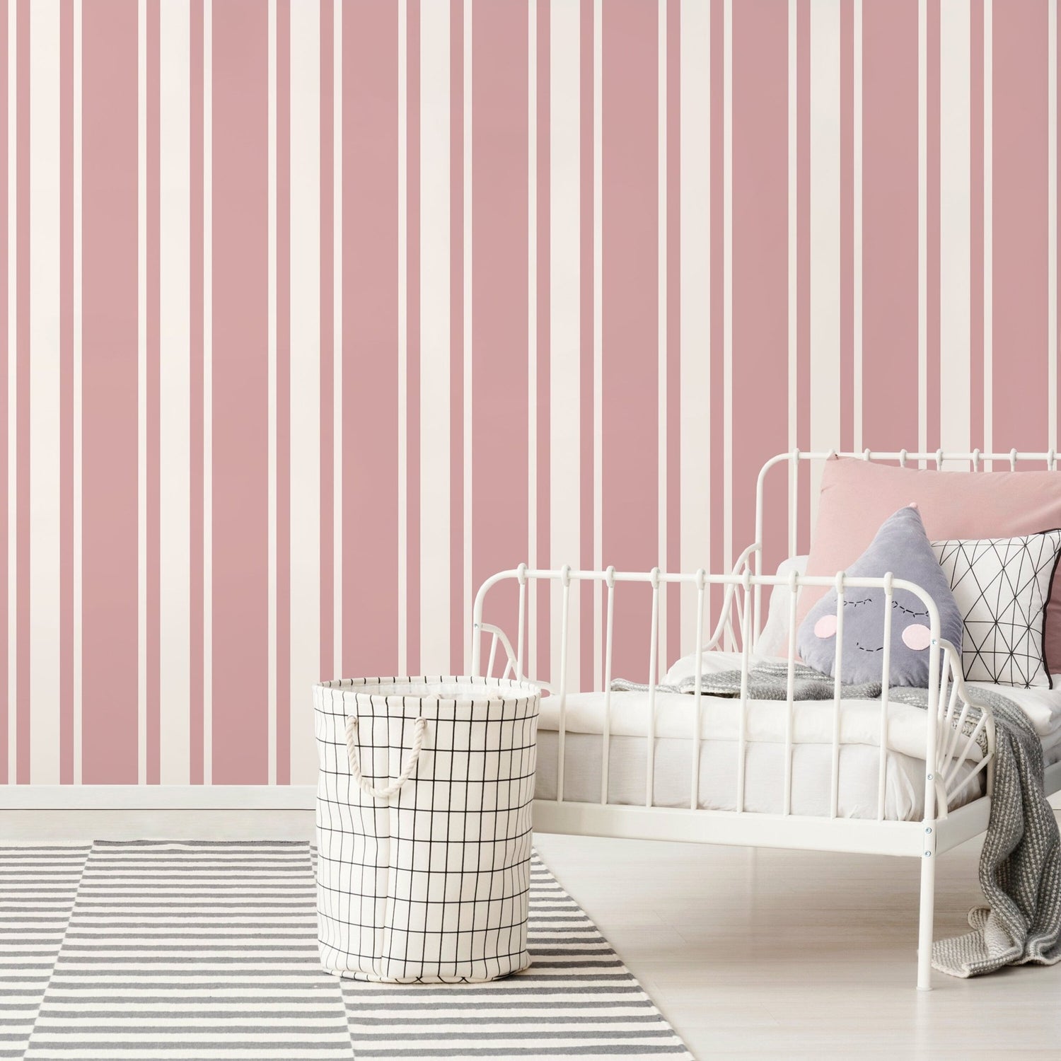 Pink Striped Wallpaper Vintage Wallpaper Peel and Stick and Traditional Wallpaper - D759 - WallTrend