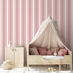 Pink Striped Wallpaper Vintage Wallpaper Peel and Stick and Traditional Wallpaper - D759 - WallTrend
