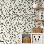 Playful Birds and Clouds Wallpaper - C705 - WallTrend