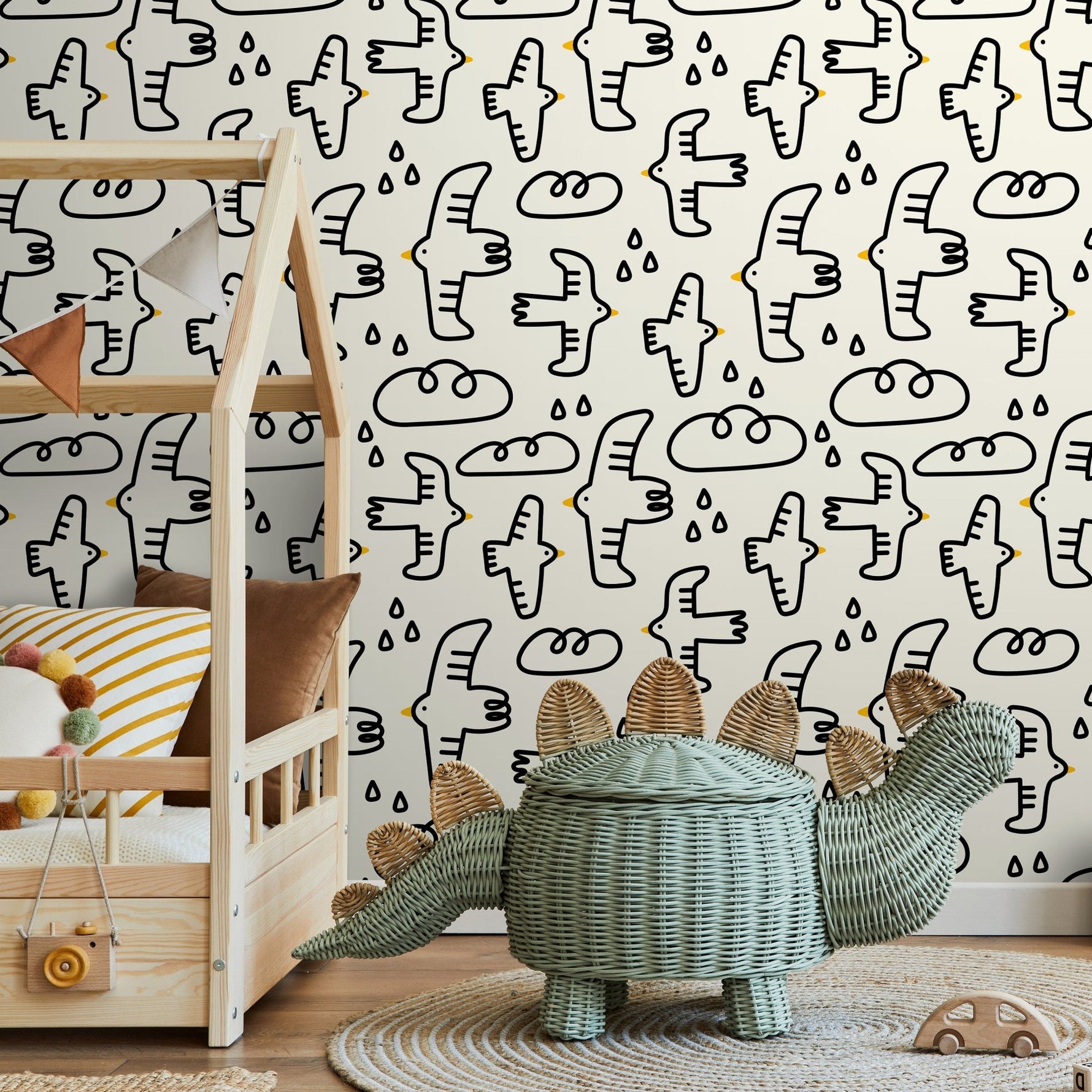 Playful Birds and Clouds Wallpaper - C705 - WallTrend