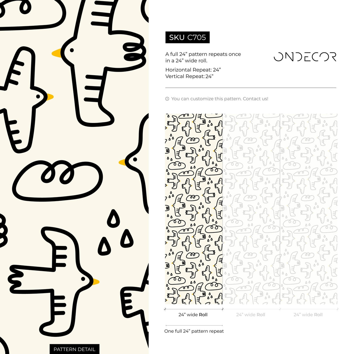 Playful Birds and Clouds Wallpaper - C705 - WallTrend