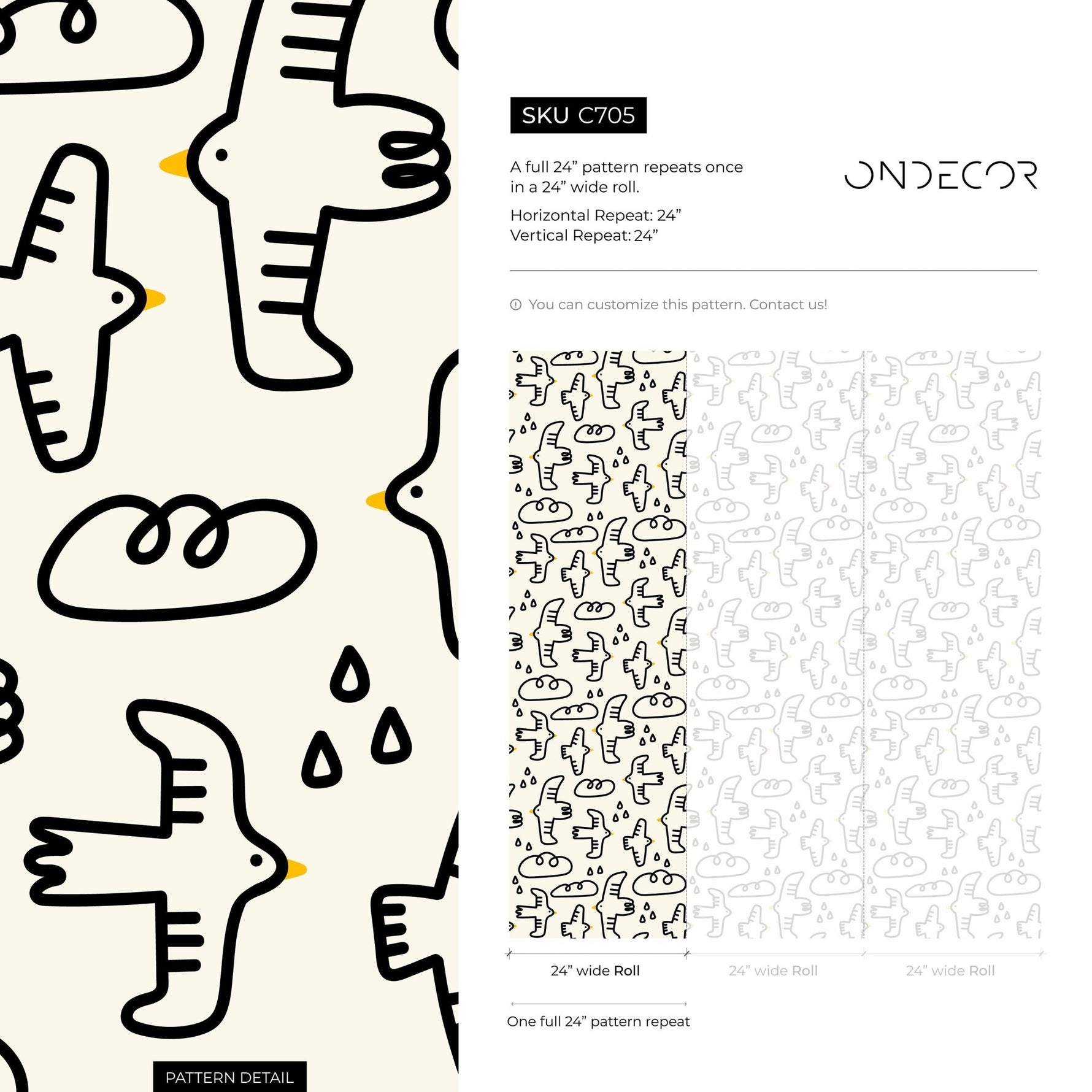 Playful Birds and Clouds Wallpaper - C705 - WallTrend