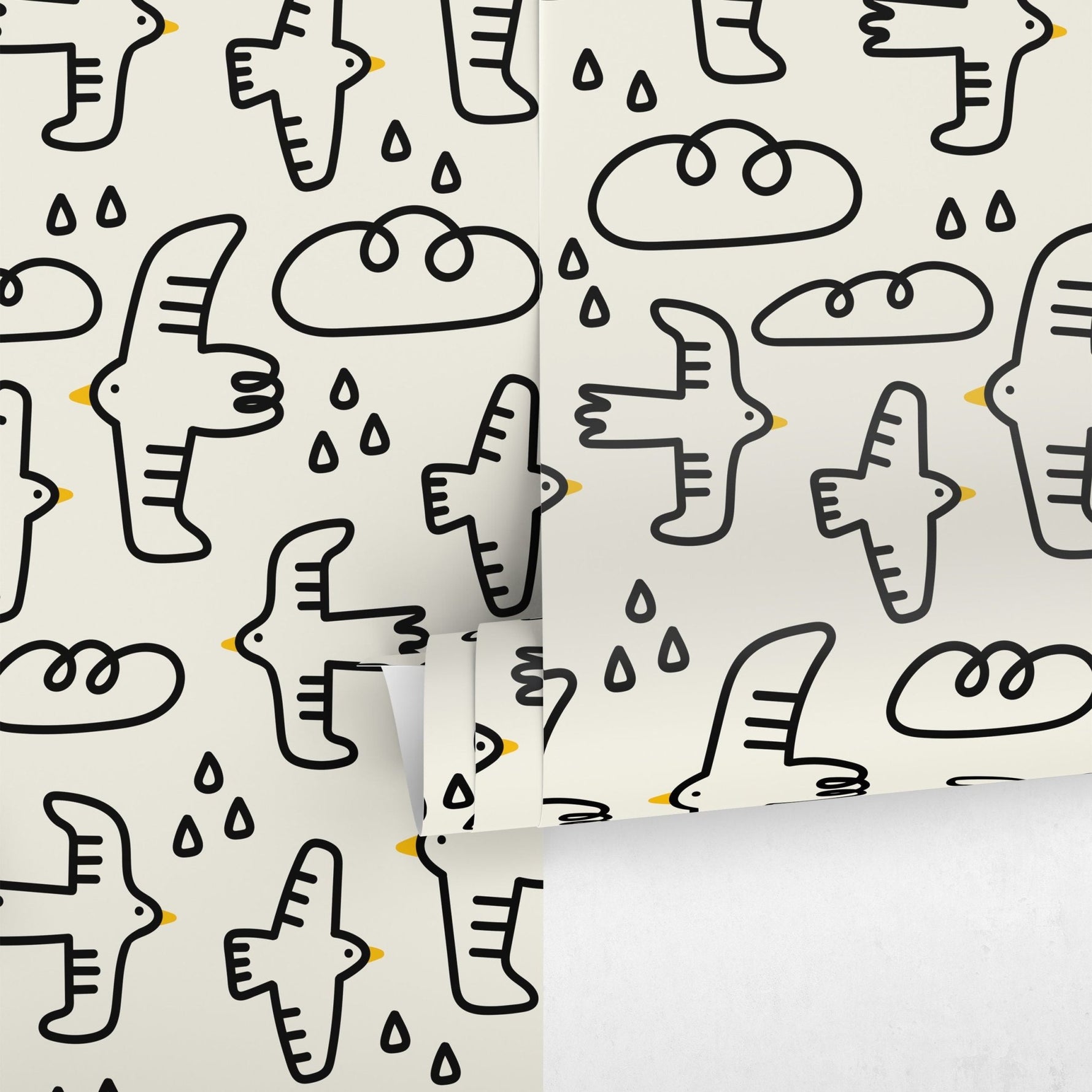 Playful Birds and Clouds Wallpaper - C705 - WallTrend