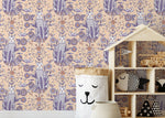 Playful Cat and Floral Motif Wallpaper - D292 - WallTrend