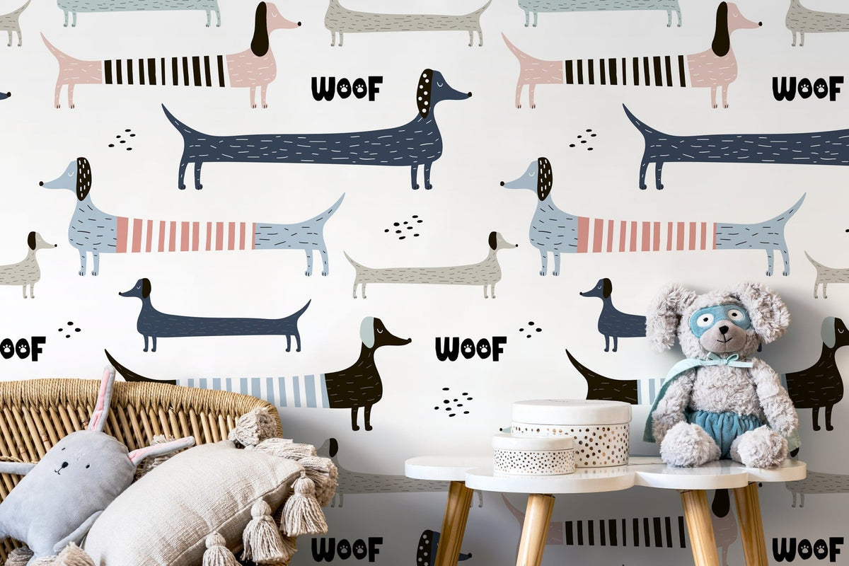 Playful Dachshunds Wallpaper - D100 - WallTrend