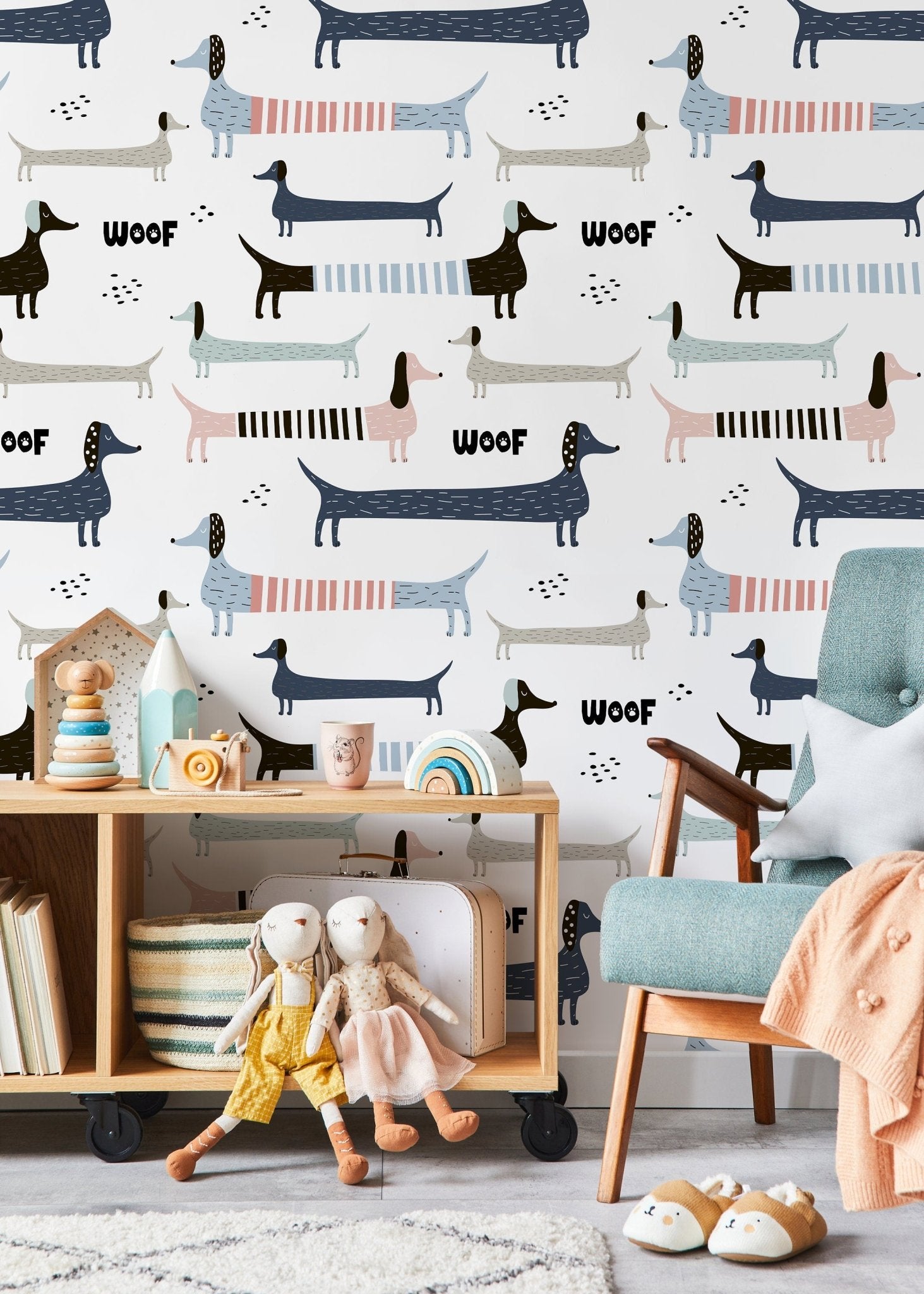 Playful Dachshunds Wallpaper - D100 - WallTrend