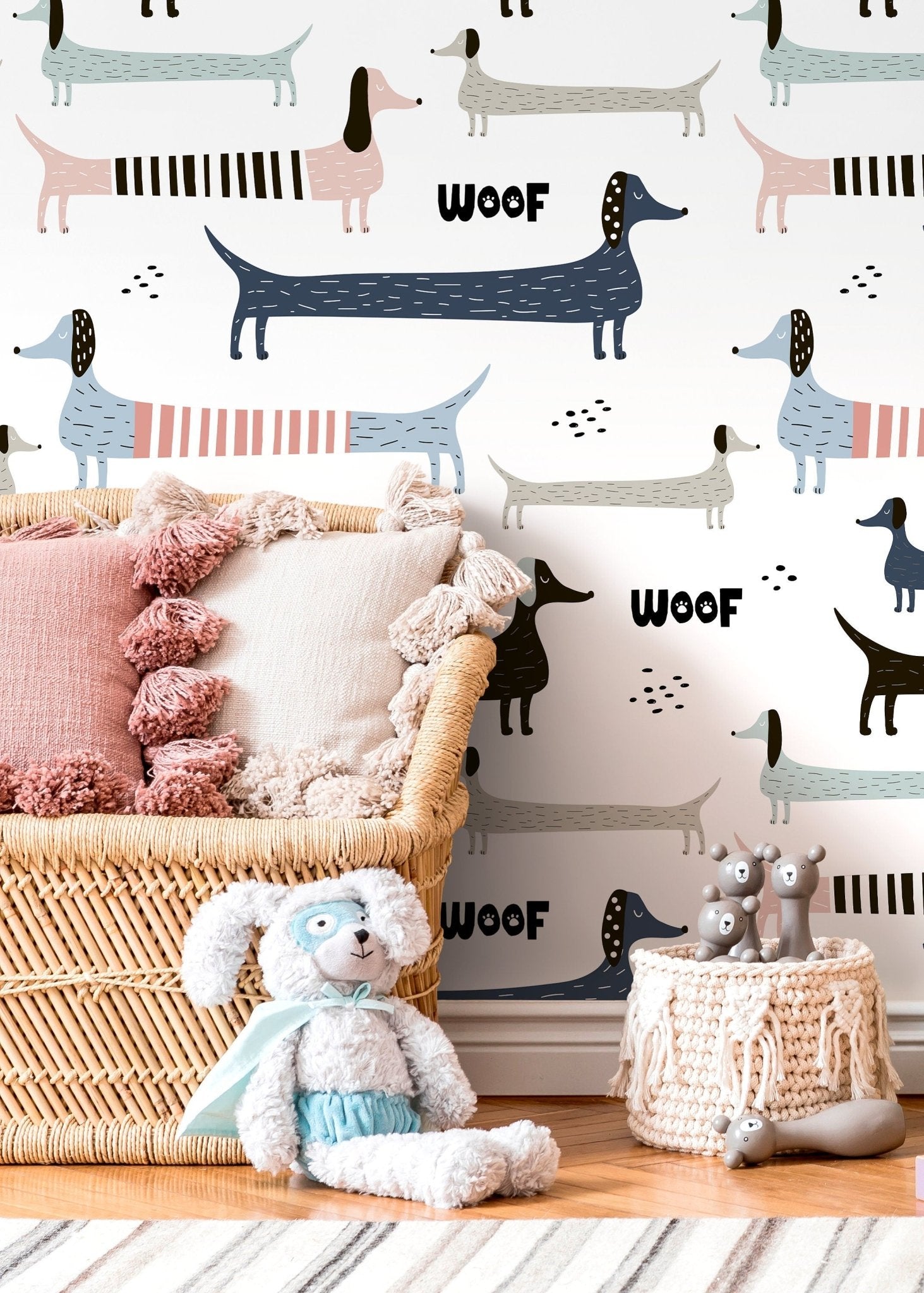 Playful Dachshunds Wallpaper - D100 - WallTrend