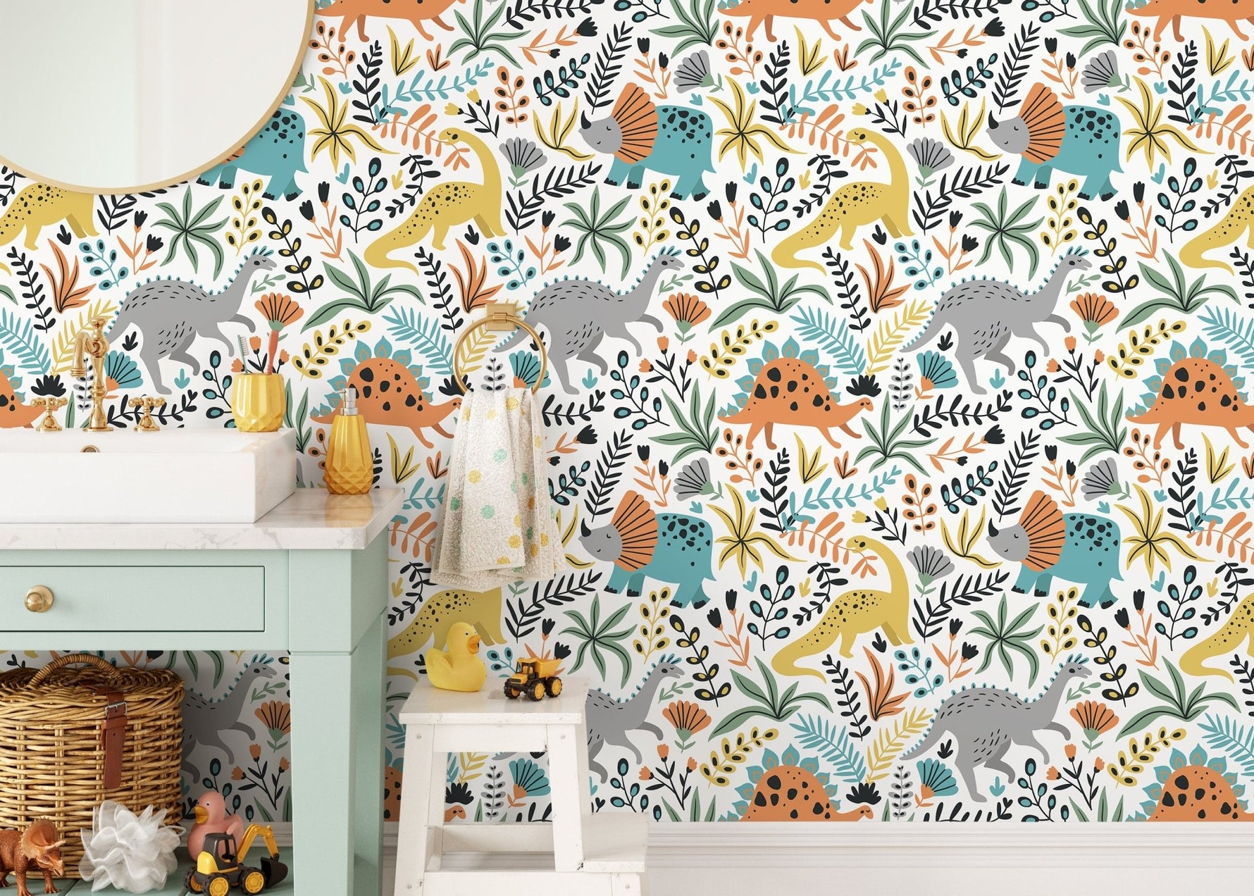 Playful Dinosaurs Wallpaper - D483 - WallTrend