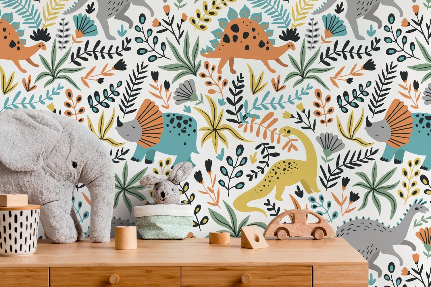 Playful Dinosaurs Wallpaper - D483 - WallTrend