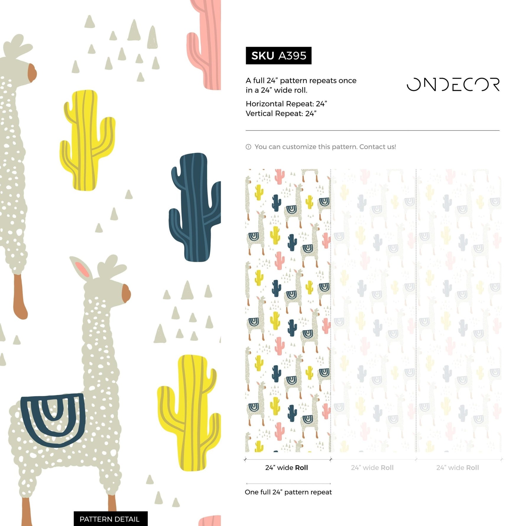 Playful Llamas and Cacti Wallpaper - A395 - WallTrend