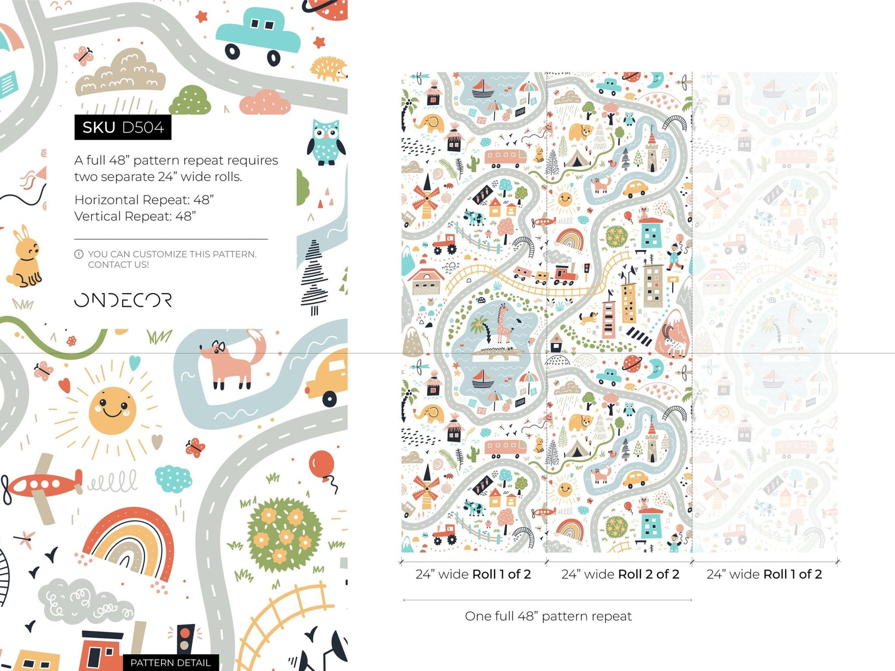 Playful Town Map Wallpaper - D504 - WallTrend