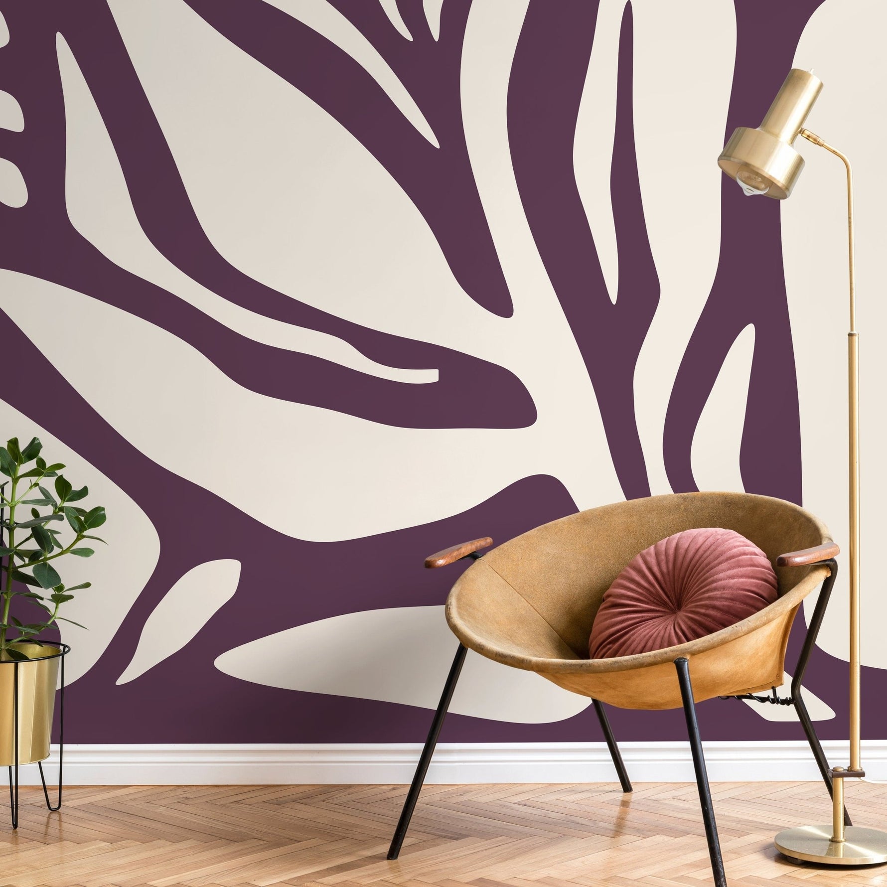 Purple Abstract Art Wallpaper Large Modern Wallpaper Peel and Stick and Traditional Wallpaper - D626 - WallTrend