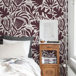 Purple Abstract Floral Wallpaper Modern Wallpaper Peel and Stick and Traditional Wallpaper - D710 - WallTrend