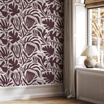Purple Abstract Floral Wallpaper Modern Wallpaper Peel and Stick and Traditional Wallpaper - D710 - WallTrend