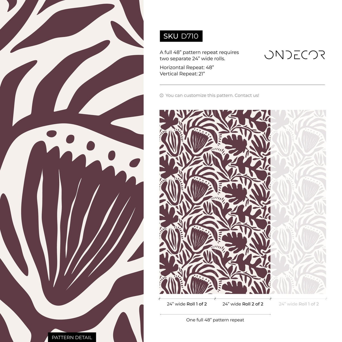 Purple Abstract Floral Wallpaper Modern Wallpaper Peel and Stick and Traditional Wallpaper - D710 - WallTrend