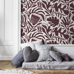 Purple Abstract Floral Wallpaper Modern Wallpaper Peel and Stick and Traditional Wallpaper - D710 - WallTrend