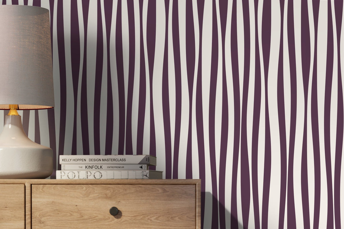 Purple Abstract Striped Wallpaper / Peel and Stick Wallpaper Removable Wallpaper Home Decor Wall Art Wall Decor Room Decor - D485 - WallTrend