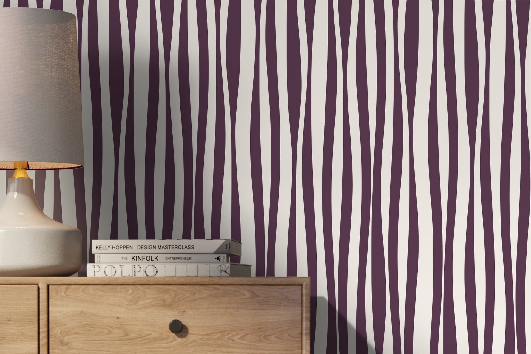 Purple Abstract Striped Wallpaper / Peel and Stick Wallpaper Removable Wallpaper Home Decor Wall Art Wall Decor Room Decor - D485 - WallTrend
