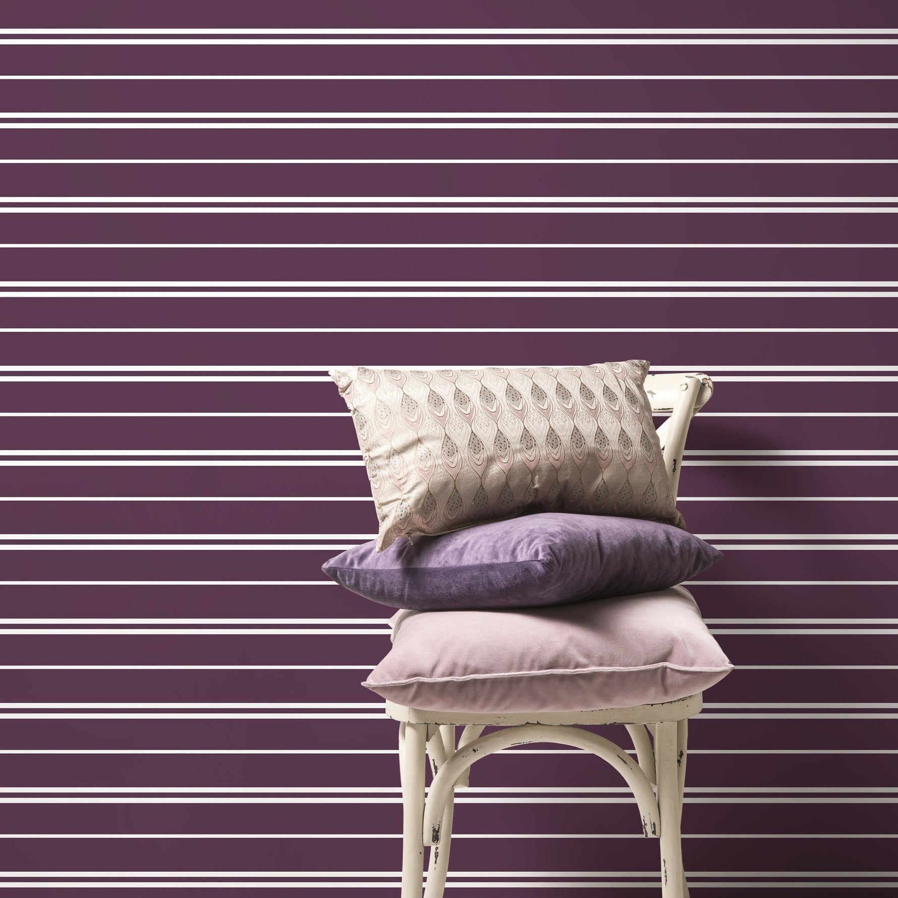 Purple Striped Wallpaper Modern Wallpaper Peel and Stick and Traditional Wallpaper - D760 - WallTrend