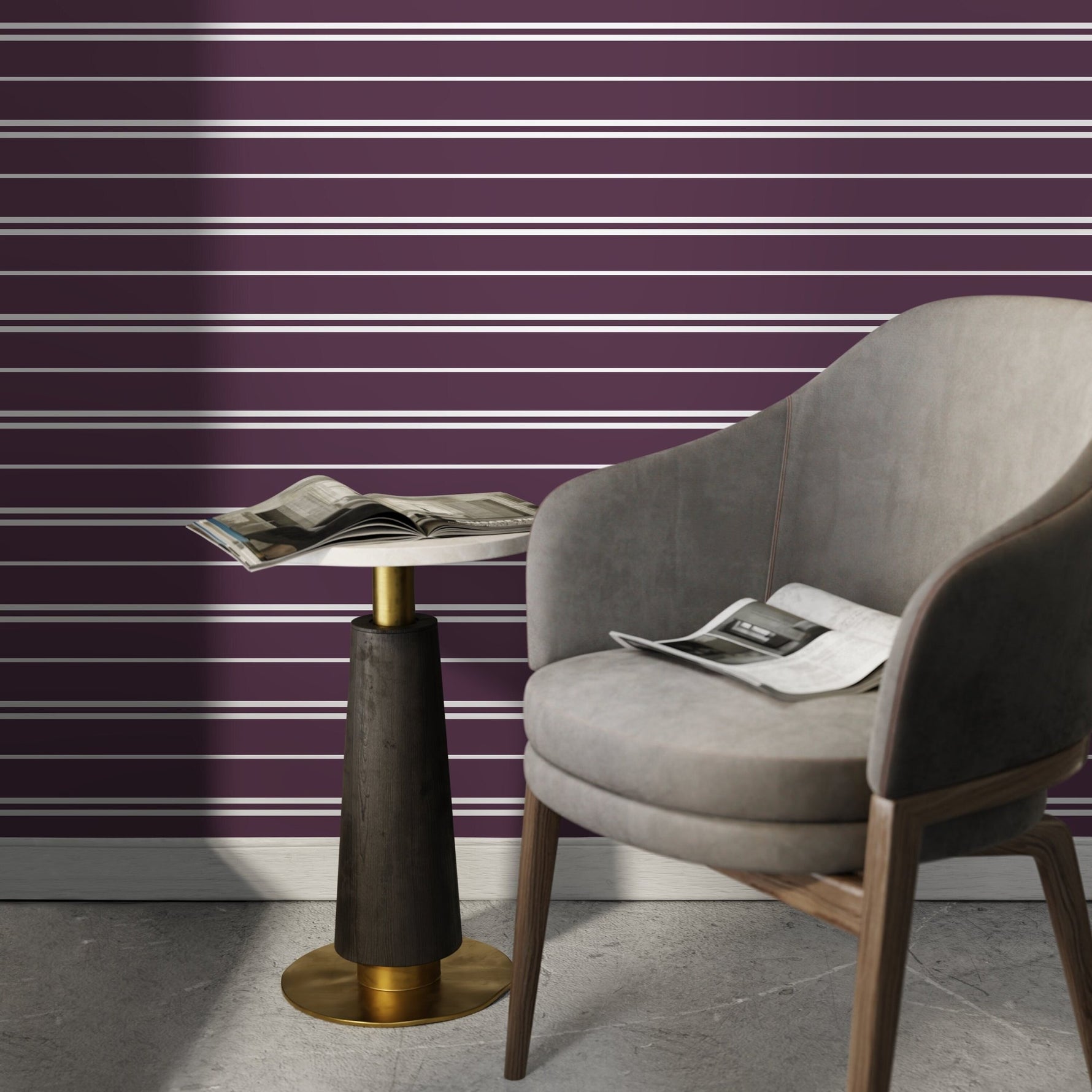 Purple Striped Wallpaper Modern Wallpaper Peel and Stick and Traditional Wallpaper - D760 - WallTrend