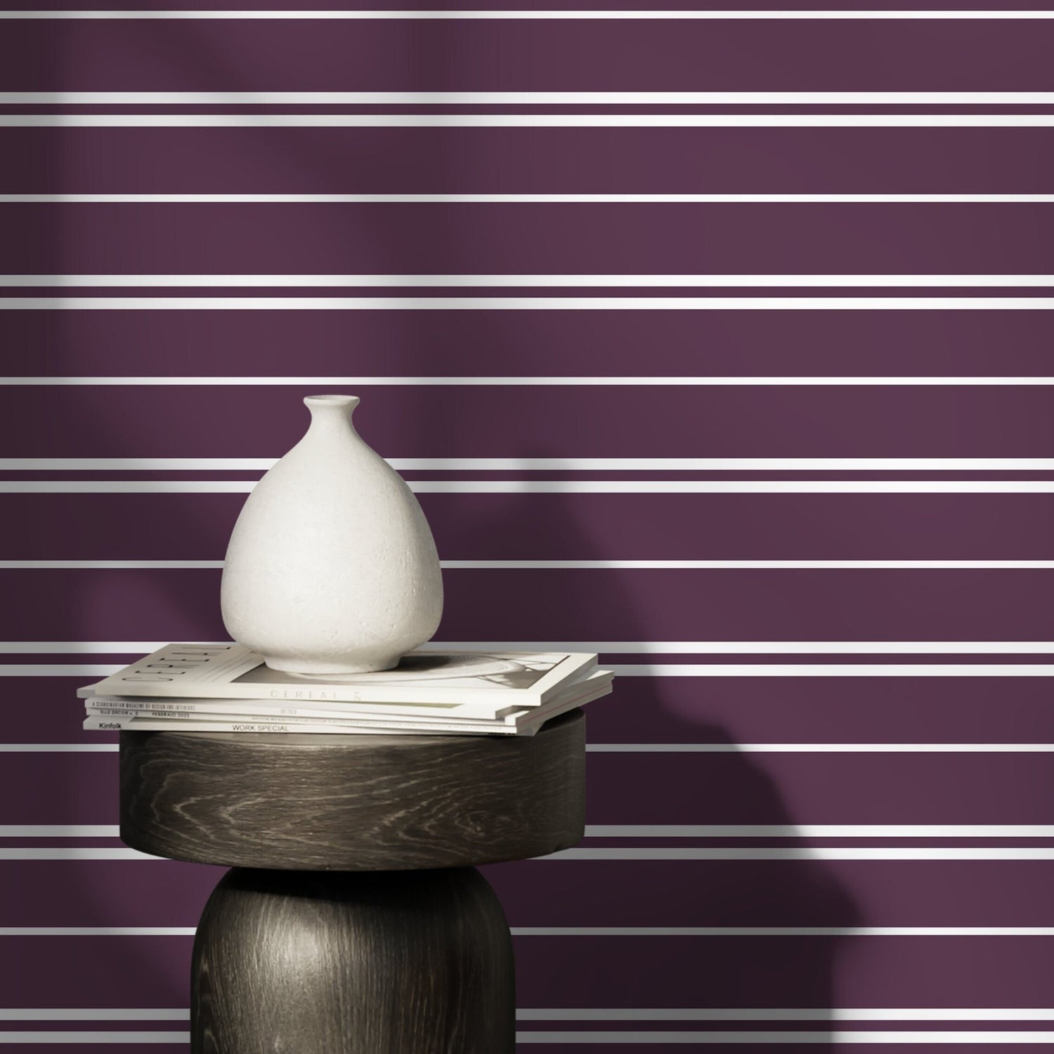 Purple Striped Wallpaper Modern Wallpaper Peel and Stick and Traditional Wallpaper - D760 - WallTrend