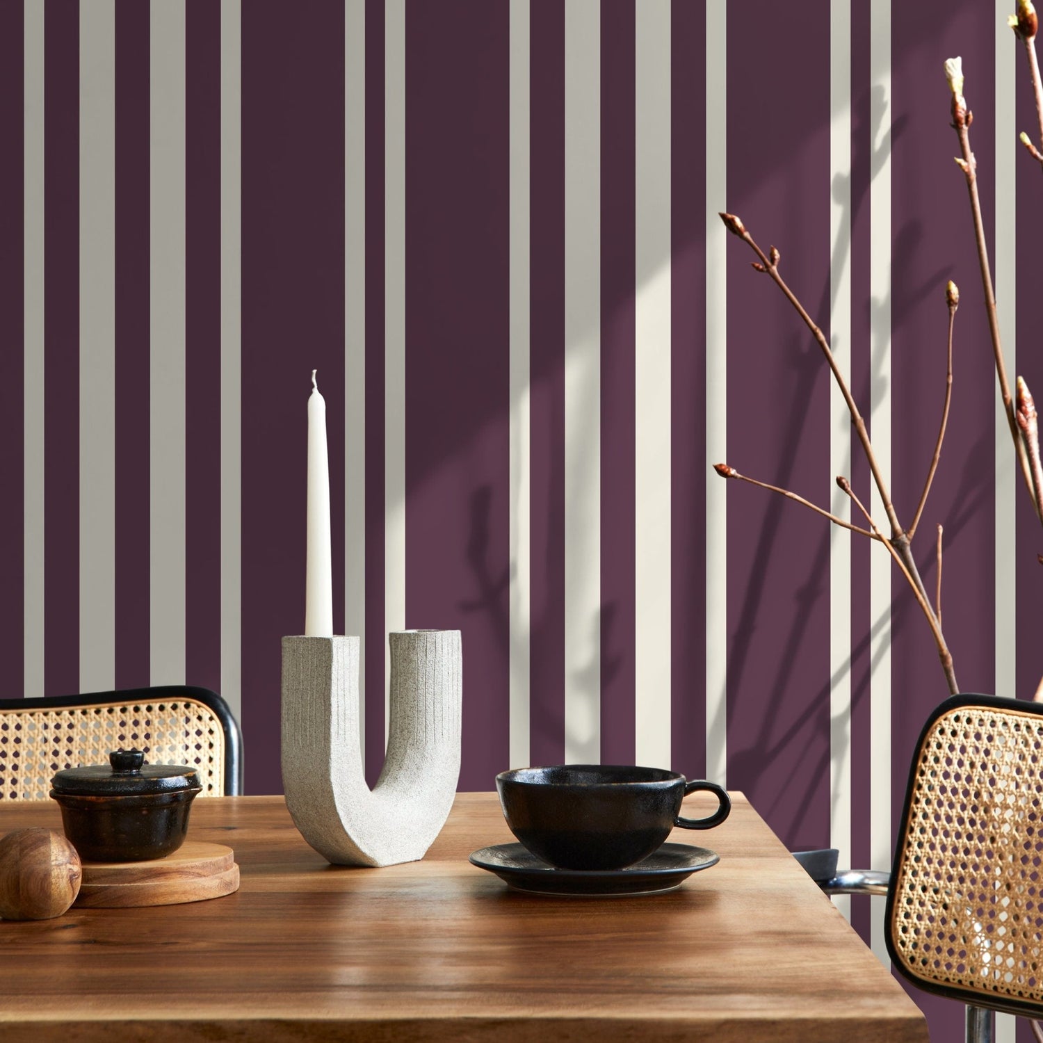 Purple Striped Wallpaper Modern Wallpaper Peel and Stick and Traditional Wallpaper - D787 - WallTrend