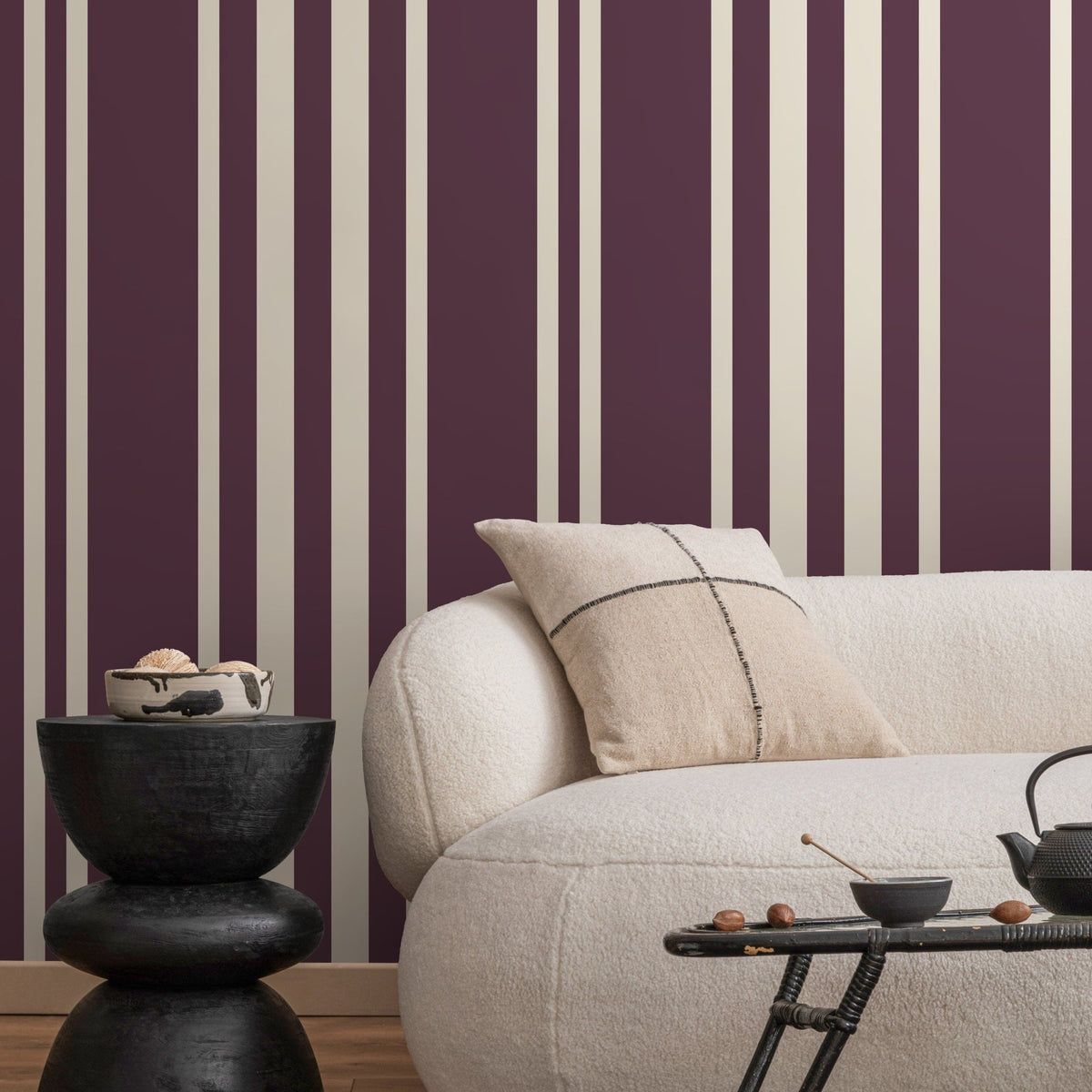 Purple Striped Wallpaper Modern Wallpaper Peel and Stick and Traditional Wallpaper - D787 - WallTrend