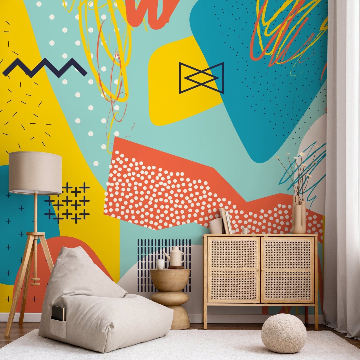 Removable Wallpaper Peel and Stick Wallpaper Wall Paper Wall Mural - Abstract Pop Wallpaper - A518 - WallTrend
