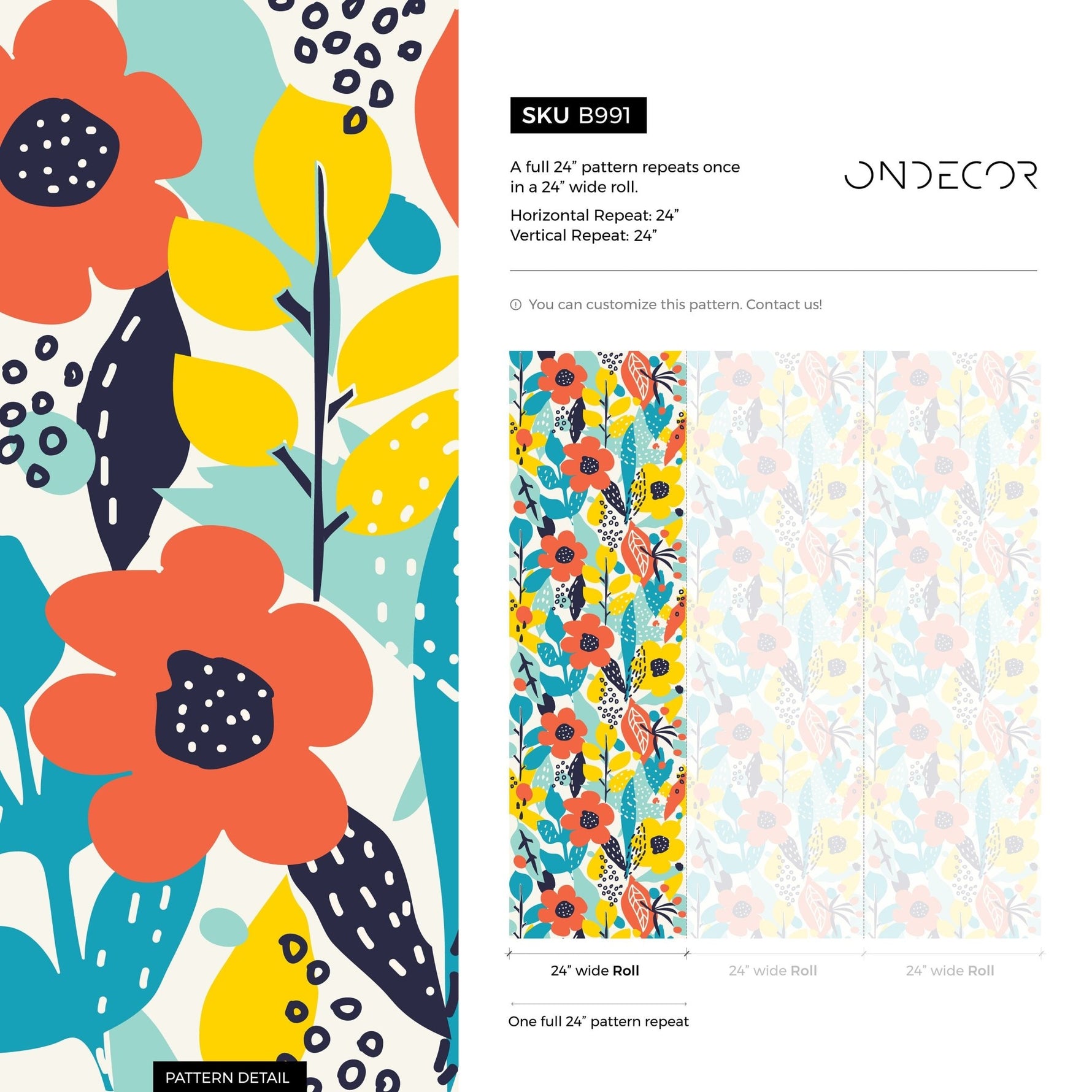 Removable Wallpaper Peel and Stick Wallpaper Wall Paper Wall Mural - Abstract Pop Wallpaper - B991 - WallTrend