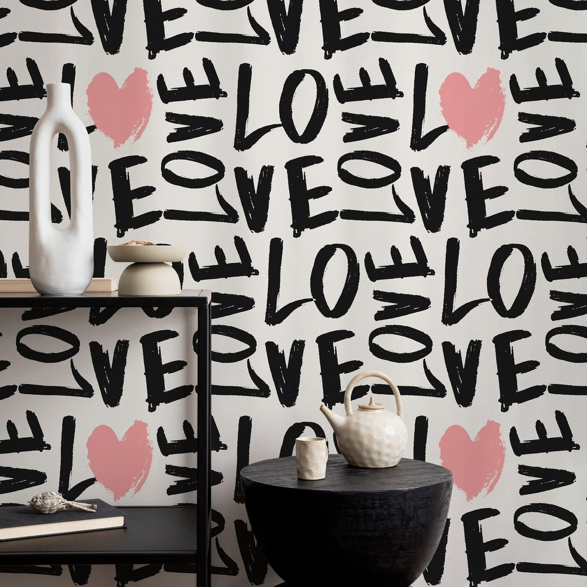 Removable Wallpaper Peel and Stick Wallpaper Wall Paper Wall Mural - Abstract Pop Wallpaper - Love Wallpaper - B557 - WallTrend