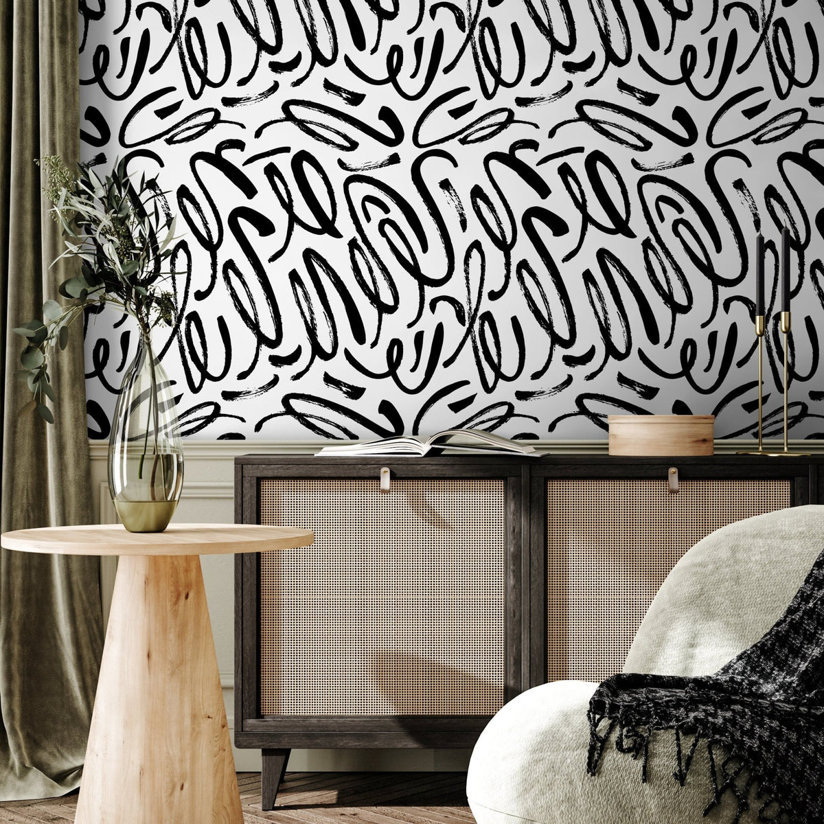 Removable Wallpaper Peel and Stick Wallpaper Wall Paper Wall Mural - Black and White Wallpaper - A589 - WallTrend