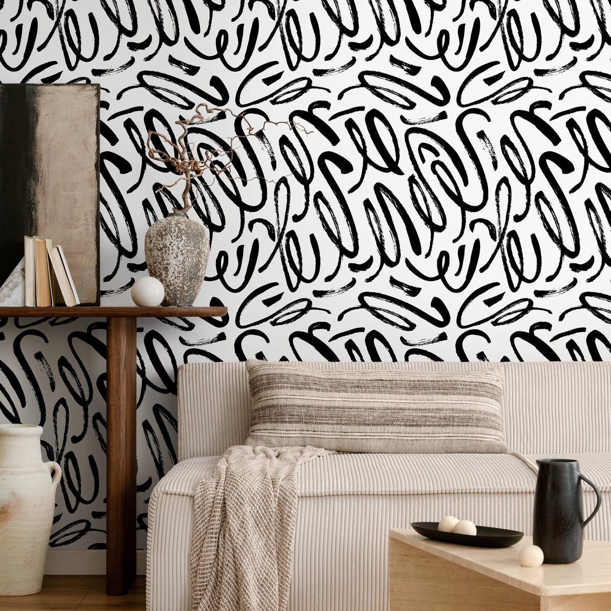 Removable Wallpaper Peel and Stick Wallpaper Wall Paper Wall Mural - Black and White Wallpaper - A589 - WallTrend