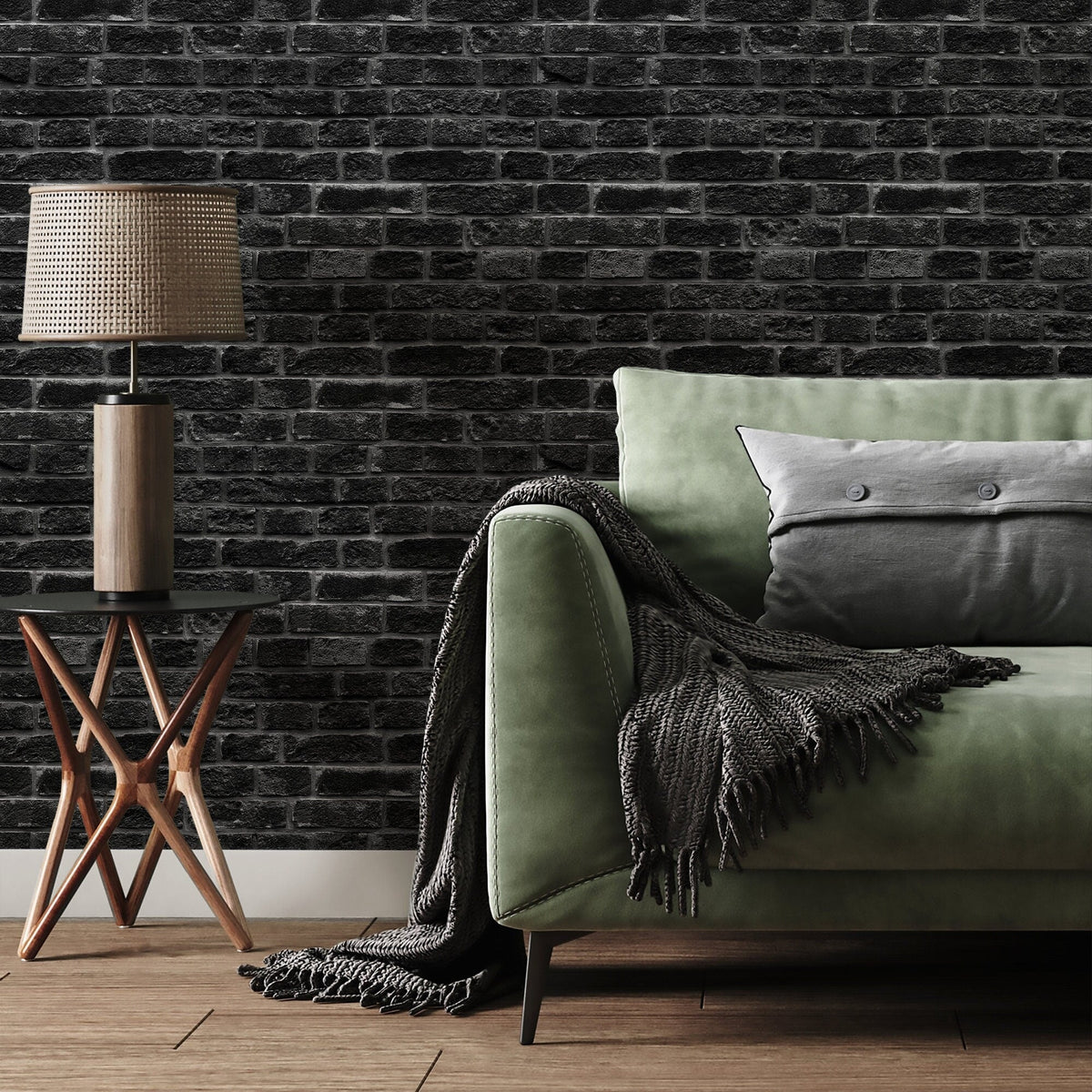 Removable Wallpaper Peel and Stick Wallpaper Wall Paper Wall Mural - Black Brick Wallpaper - A532 - WallTrend