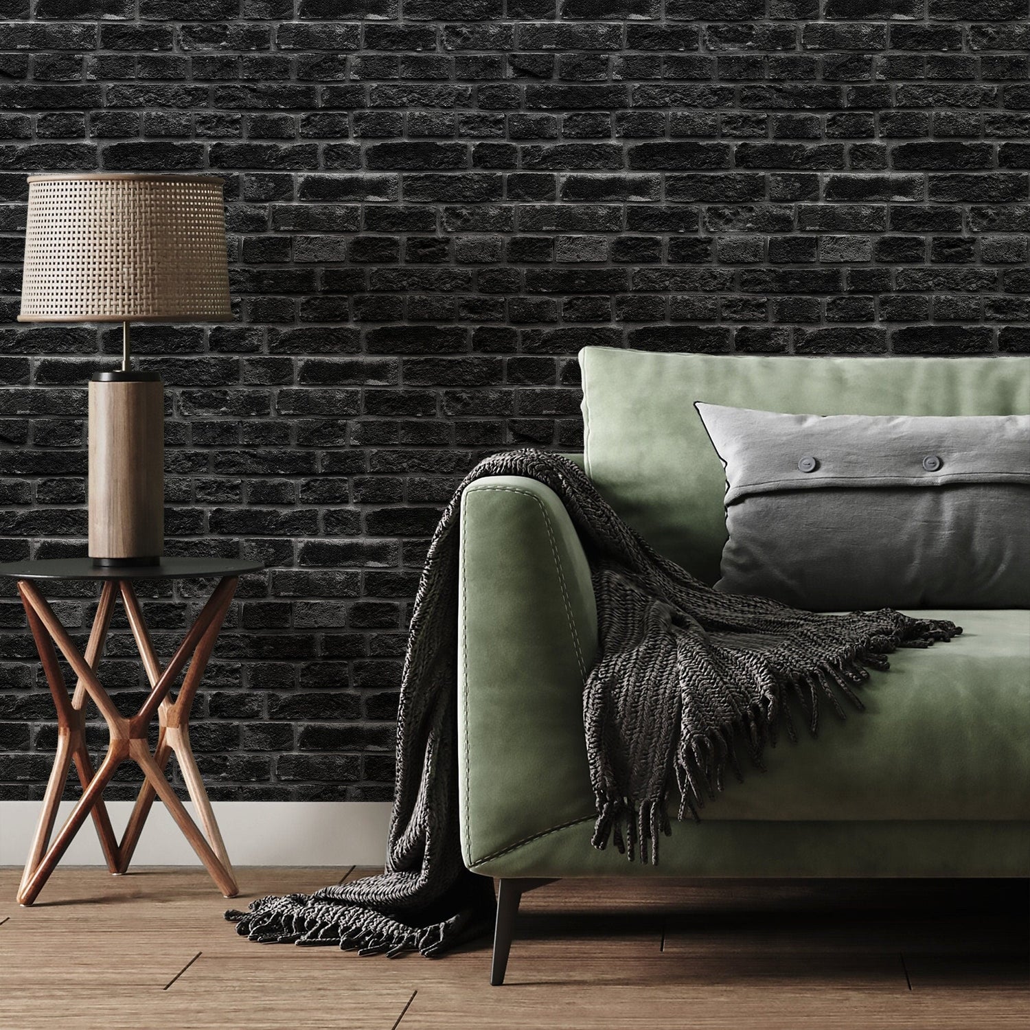 Removable Wallpaper Peel and Stick Wallpaper Wall Paper Wall Mural - Black Brick Wallpaper - A532 - WallTrend