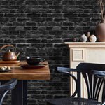 Removable Wallpaper Peel and Stick Wallpaper Wall Paper Wall Mural - Black Brick Wallpaper - A532 - WallTrend