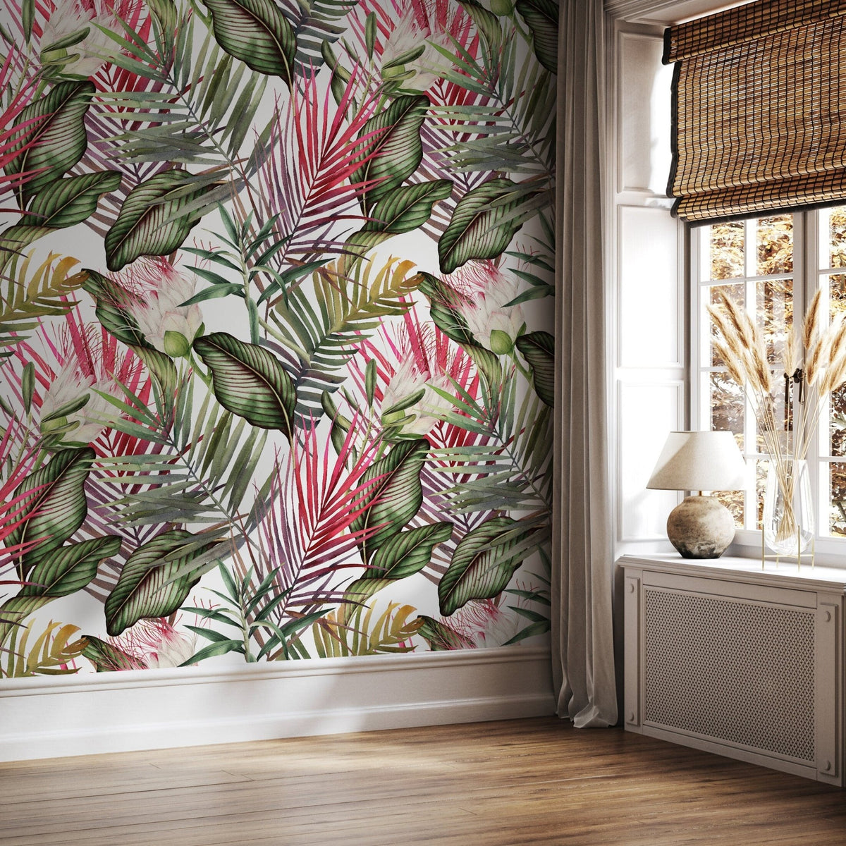 Removable Wallpaper Peel and Stick Wallpaper Wall Paper Wall Mural - Colorful Tropical Leaves Wallpaper - A444 - WallTrend