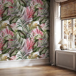 Removable Wallpaper Peel and Stick Wallpaper Wall Paper Wall Mural - Colorful Tropical Leaves Wallpaper - A444 - WallTrend