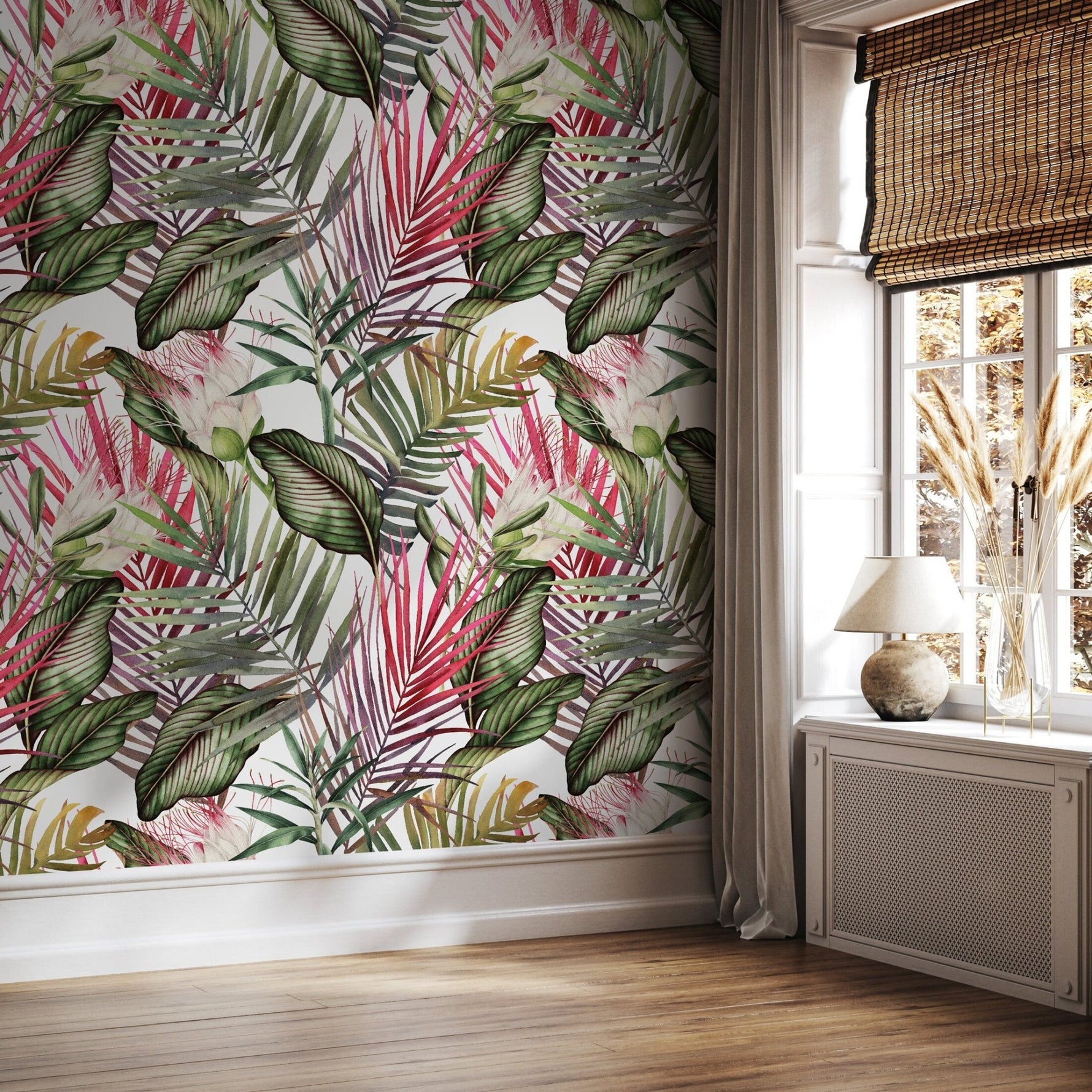 Removable Wallpaper Peel and Stick Wallpaper Wall Paper Wall Mural - Colorful Tropical Leaves Wallpaper - A444 - WallTrend