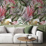 Removable Wallpaper Peel and Stick Wallpaper Wall Paper Wall Mural - Colorful Tropical Leaves Wallpaper - A444 - WallTrend