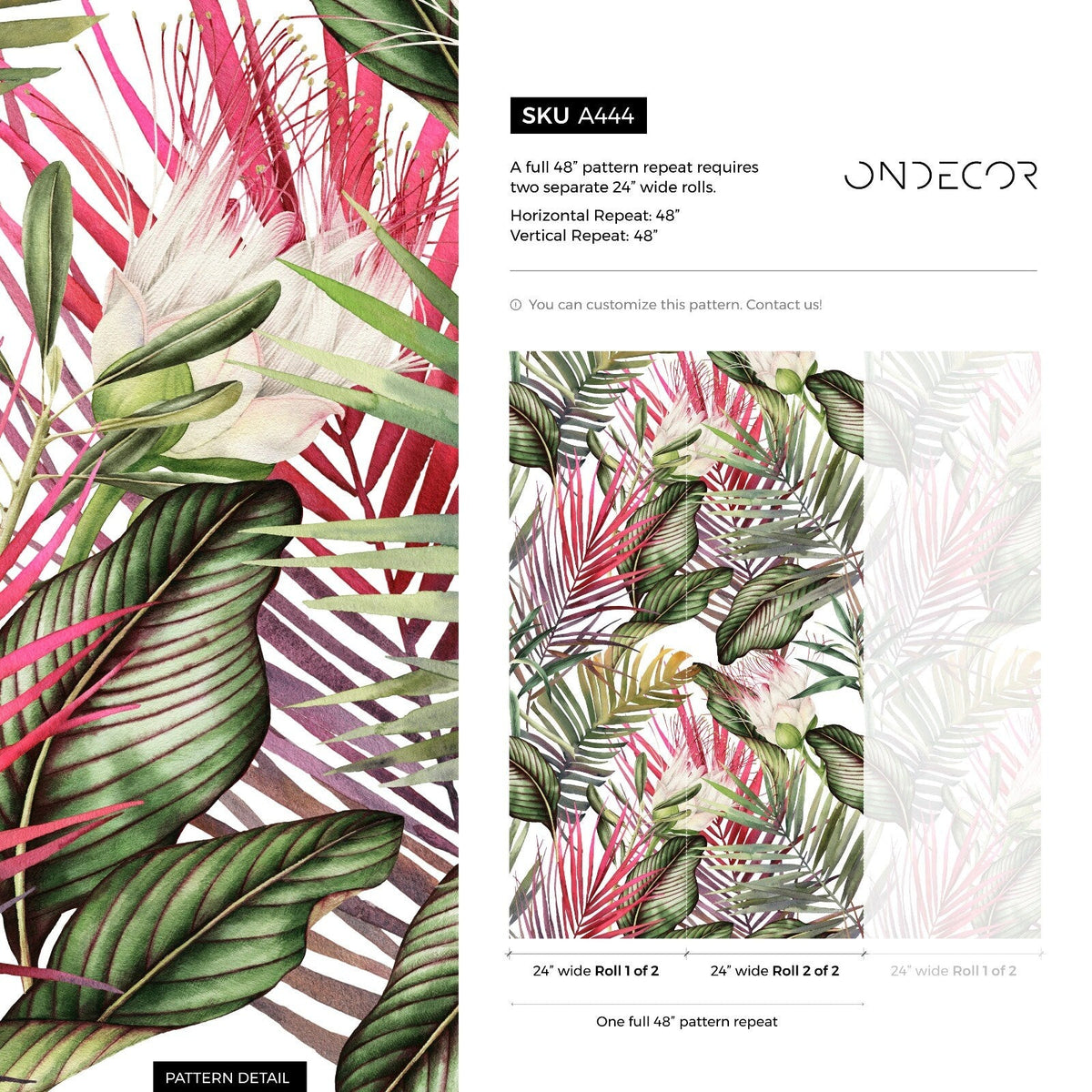Removable Wallpaper Peel and Stick Wallpaper Wall Paper Wall Mural - Colorful Tropical Leaves Wallpaper - A444 - WallTrend