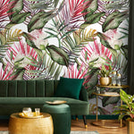 Removable Wallpaper Peel and Stick Wallpaper Wall Paper Wall Mural - Colorful Tropical Leaves Wallpaper - A444 - WallTrend