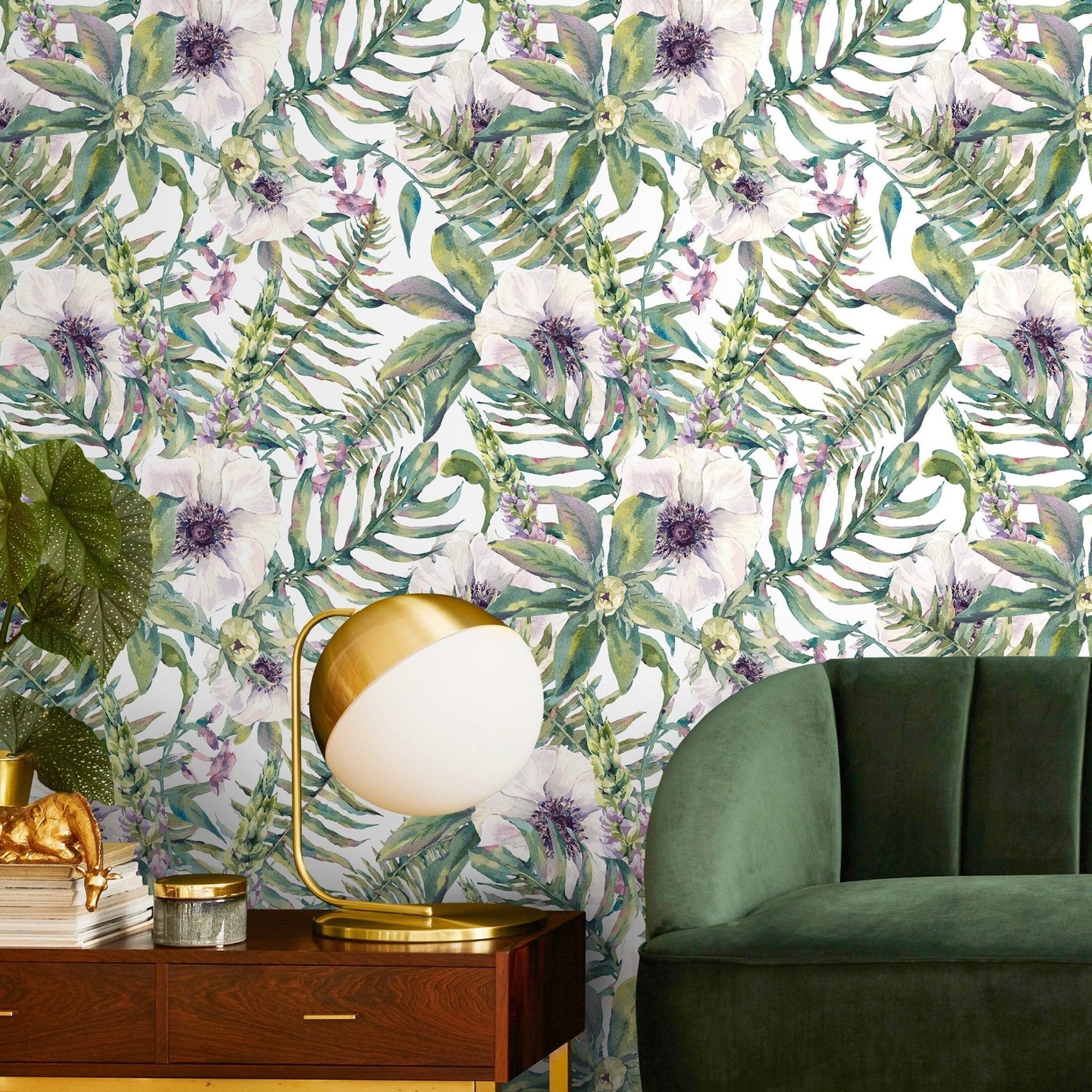 Removable Wallpaper Peel and Stick Wallpaper Wall Paper Wall Mural - Colorful Tropical Leaves Wallpaper - A529 - WallTrend