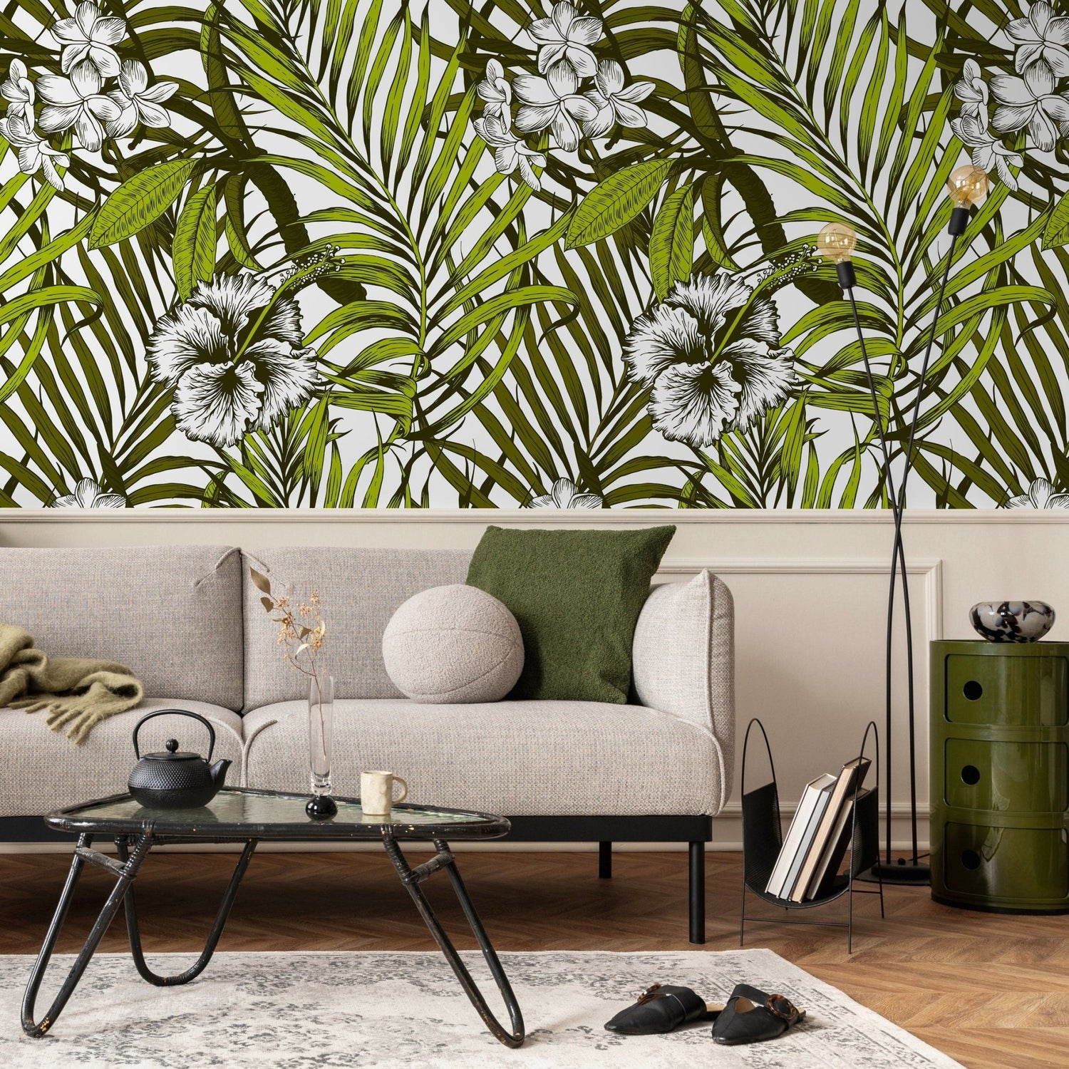 Removable Wallpaper Peel and Stick Wallpaper Wall Paper Wall Mural - Colorful Tropical Leaves Wallpaper - B420 - WallTrend