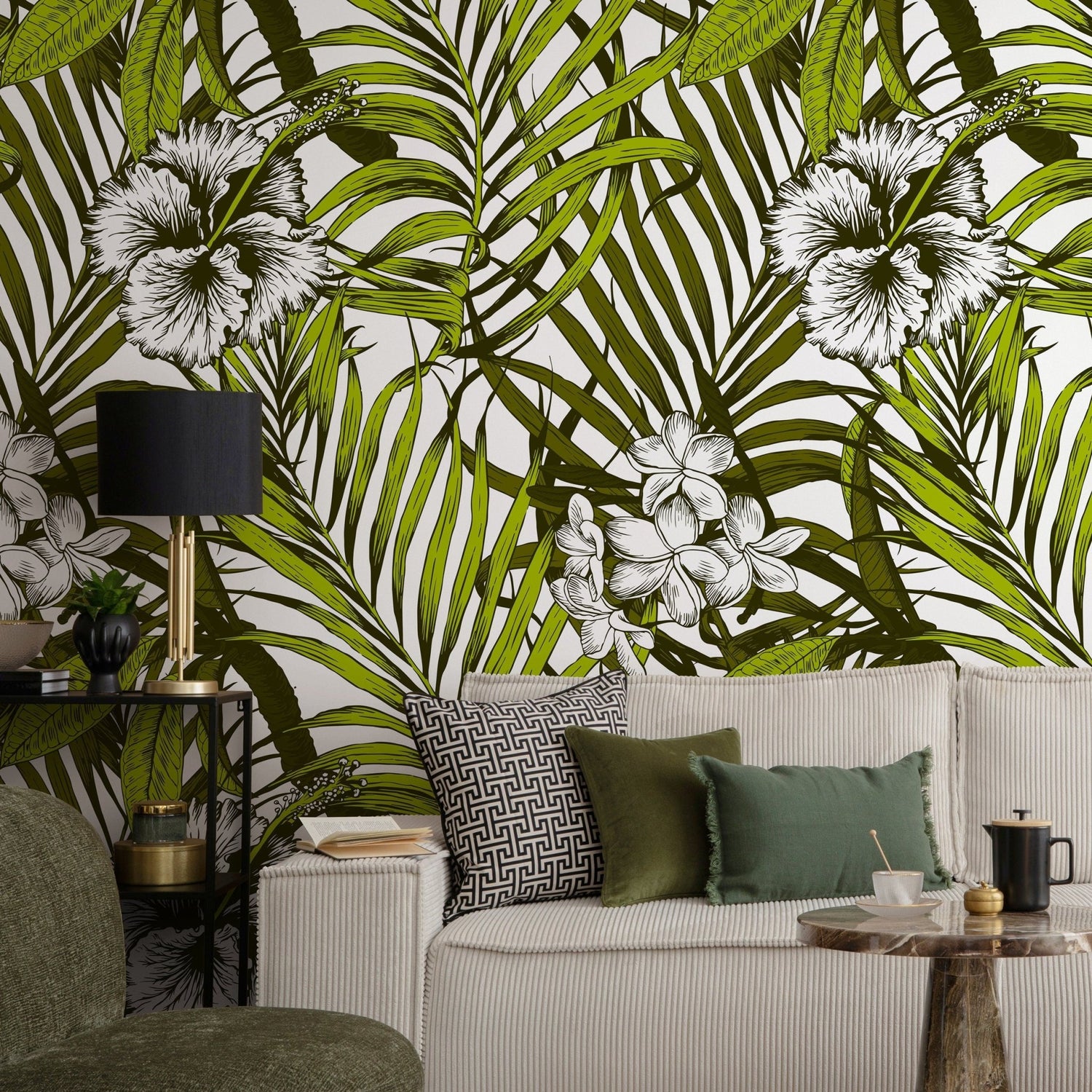 Removable Wallpaper Peel and Stick Wallpaper Wall Paper Wall Mural - Colorful Tropical Leaves Wallpaper - B420 - WallTrend